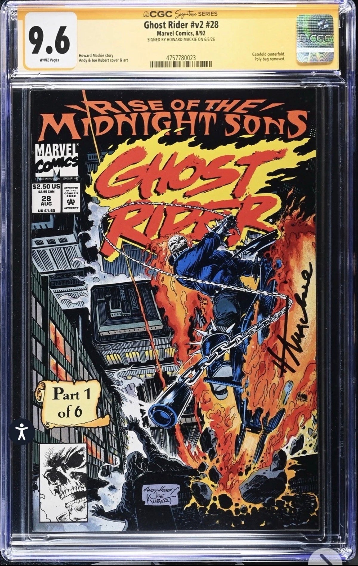 Ghost Rider #v2 #28 CGC SS 9.6 Signed By Howard Mackie (Marvel, 1992)