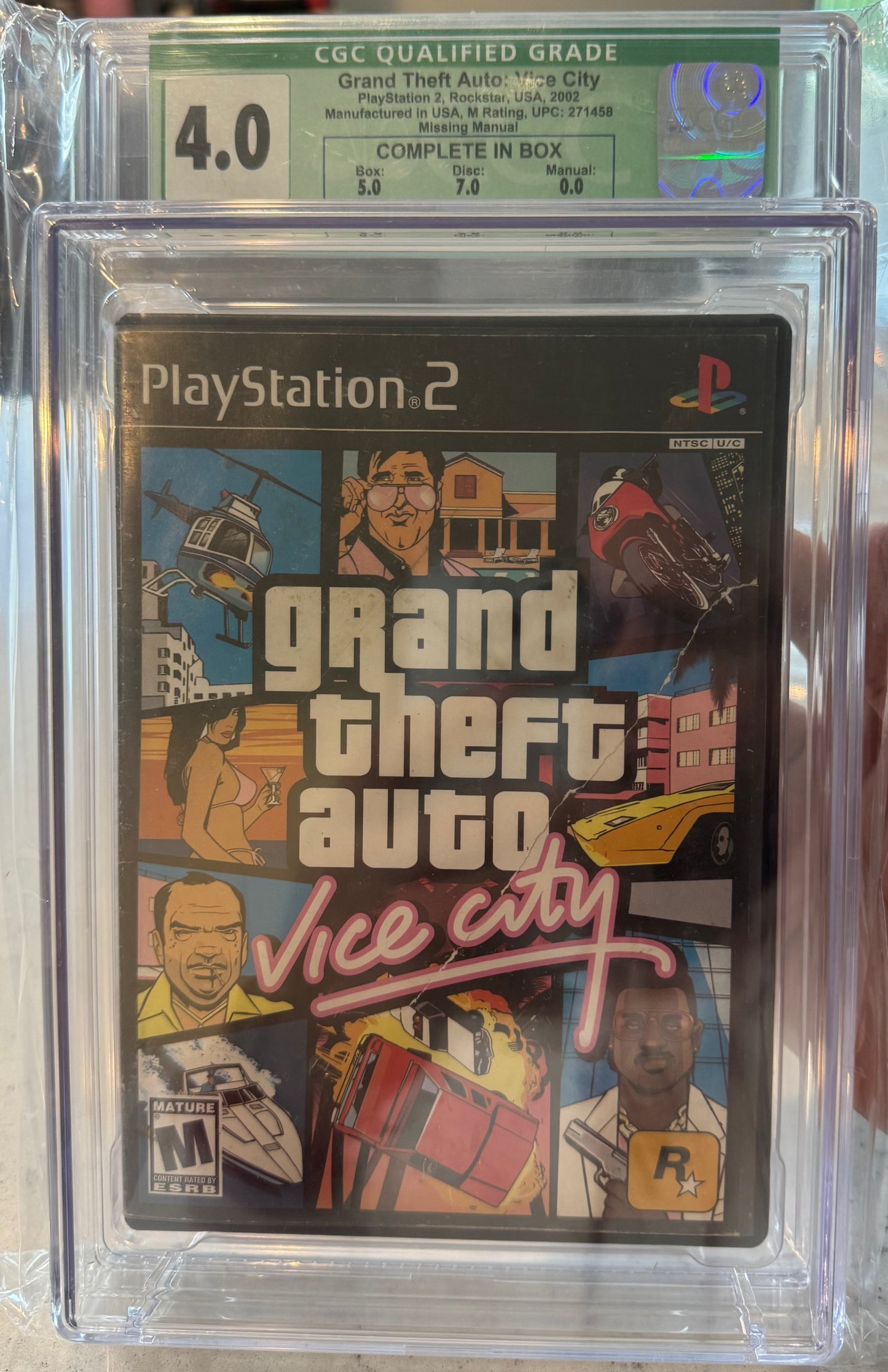 Grand Theft Auto: Vice City CGC 4.0 Qualified (Missing Manual) 2002, Rockstar PS2 Video Game