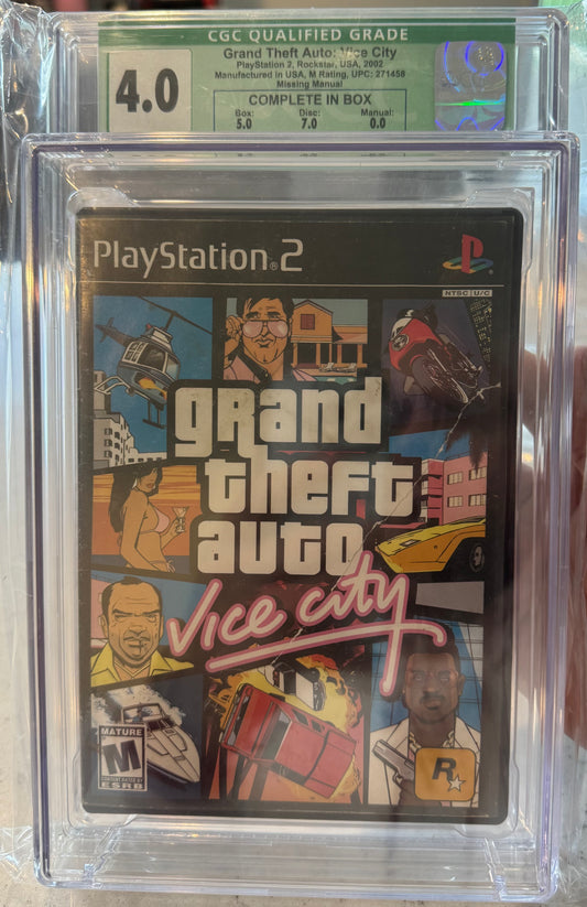 Grand Theft Auto: Vice City CGC 4.0 Qualified (Missing Manual) 2002, Rockstar PS2 Video Game