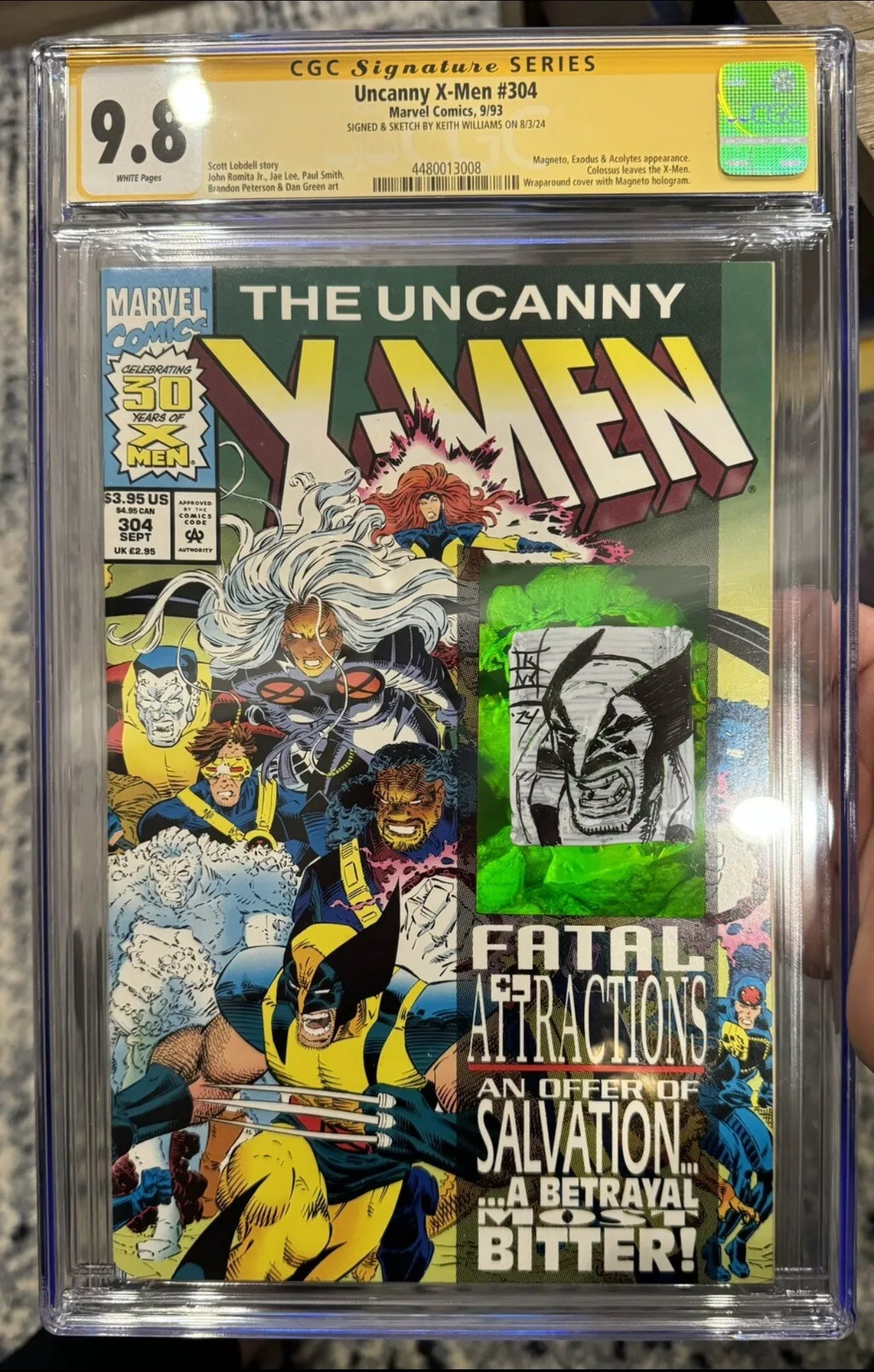 Uncanny X-Men #304 (Marvel, 1993) CGC SS 9.8 Signed & Remarque by Keith Williams