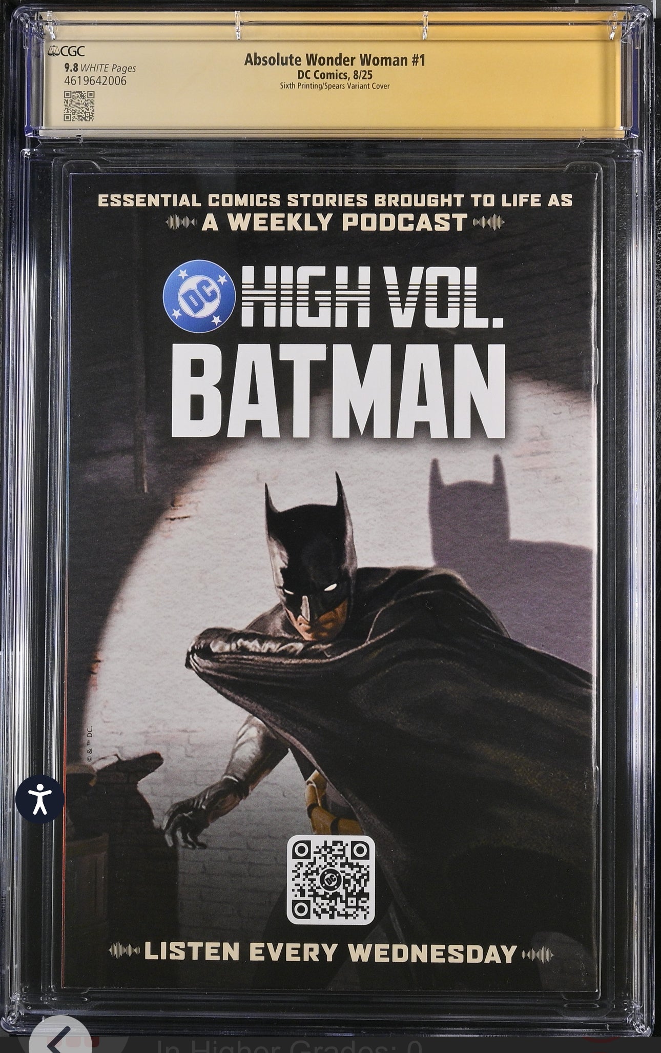 Absolute Wonder Woman #1 CGC SS 9.8 (DC, 2025) Signed & Sketch by Mark Spears (7th Printing)