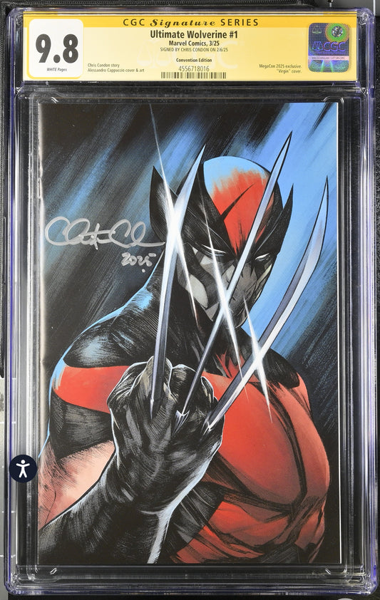 Ultimate Wolverine #1 CGC SS 9.8 (Marvel, 2025) MegaCon Cappuccio VIRGIN Signed By Chris Condon