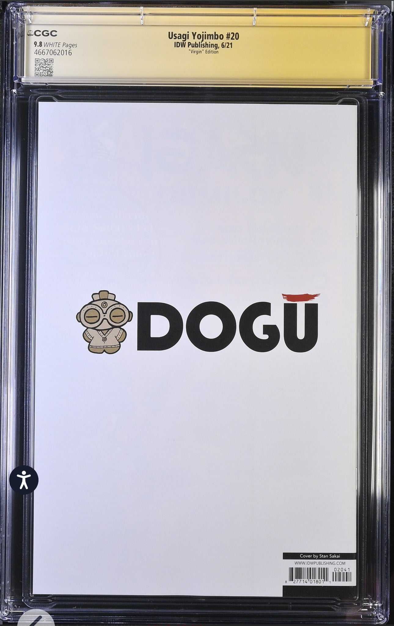 Usagi Yojimbo #20 CGC SS 9.8 Signed & Sketch By Stan Sakai (1st Appearance of Yukichi Yamamoto) Virgin Variant, IDW 2021