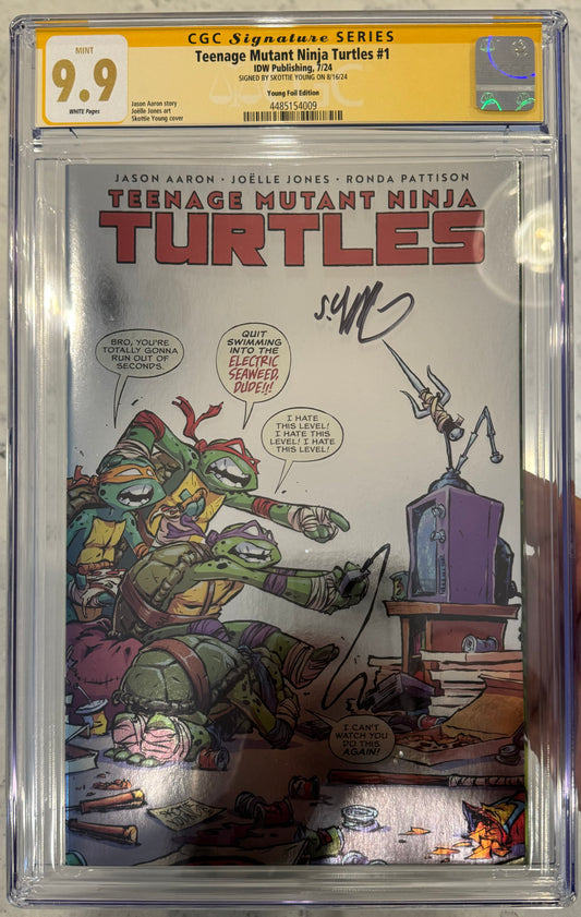 Teenage Mutant Ninja Turtles #1 CGC SS 9.9 (IDW, 2024) Foil Edition Signed By Skottie Young