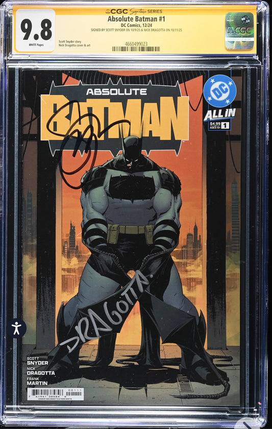 Absolute Batman #1 CGC SS 9.8 (DC, 2024) Cover A signed by Scott Snyder & Nick Dragotta