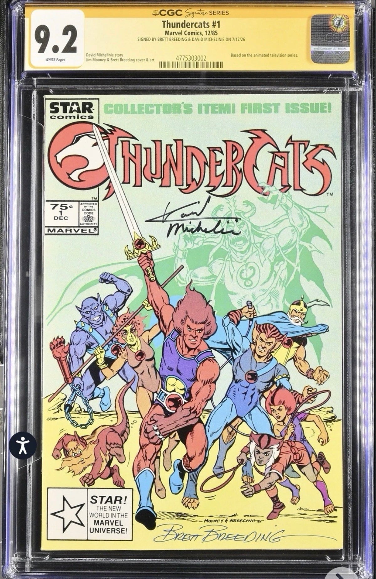 Thundercats #1 CGC SS 9.2 Signed By Brett Breeding & David Michelinie 1st Print (Marvel, 1985)