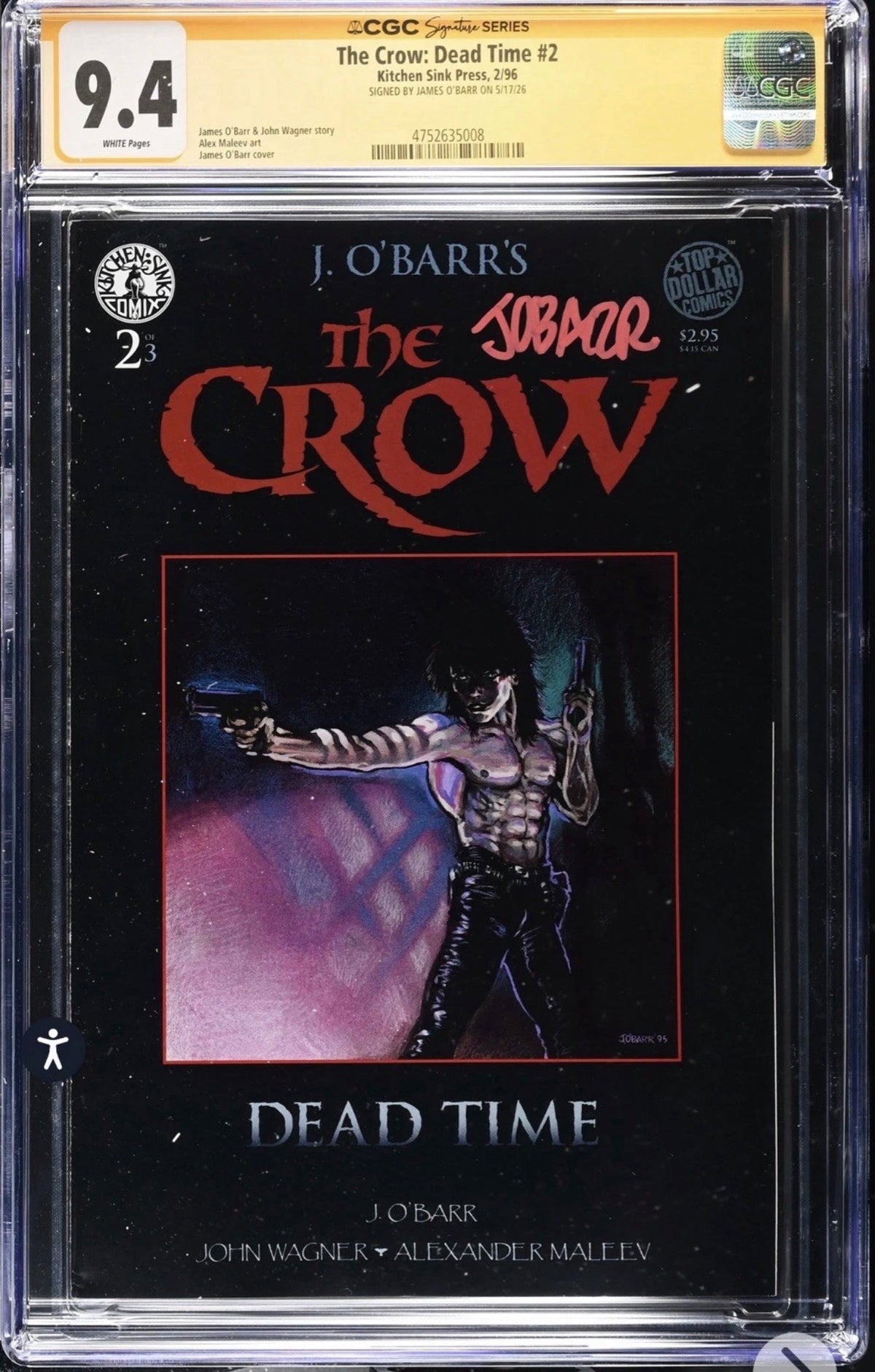 The Crow: Dead Time #2 CGC SS 9.4 Signed By James O’Barr (Kitchen Sink, 1996)