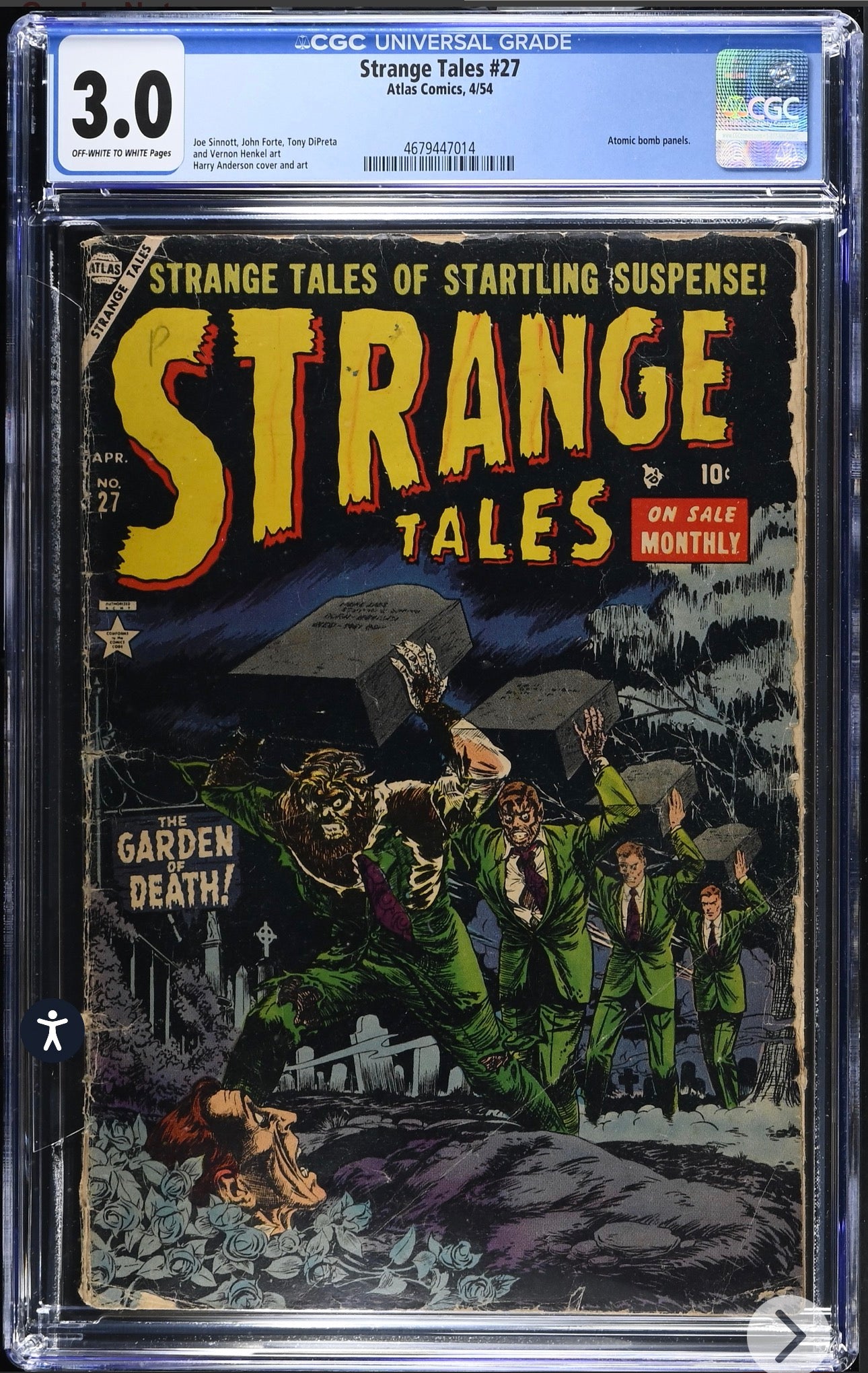 Strange Tales #27 CGC 3.0 (Atlas, 1954) Pre Code Golden Age Horror