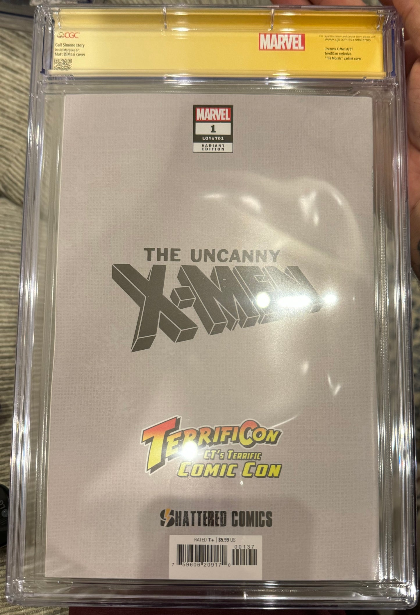 Uncanny X-men #1 CGC SS 9.8 Shattered Variant Signed By Jim Lee & Matthew Dimasi W/Custom Label