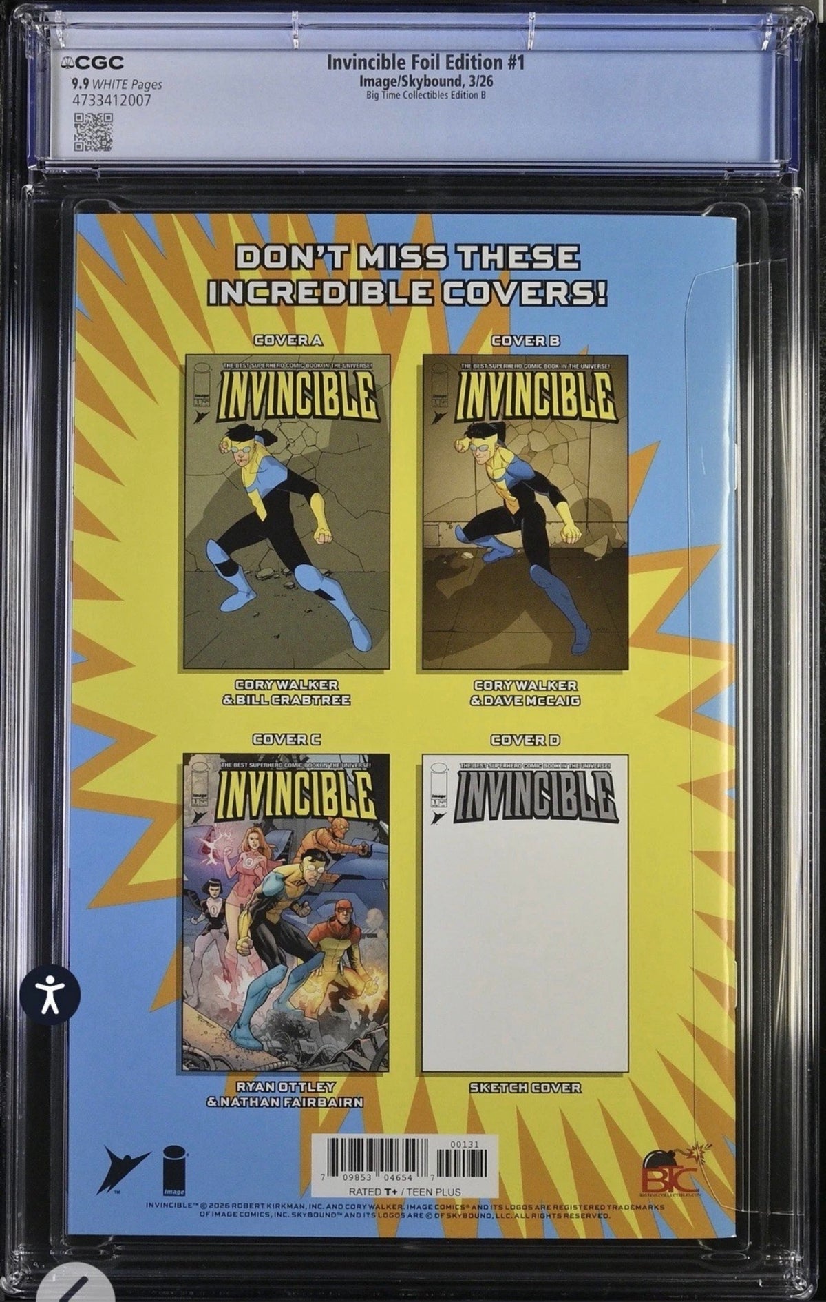 Invincible Foil Edition #1 CGC 9.9 (Image/Skybound, 2026) Rare (Abrigo Variant)