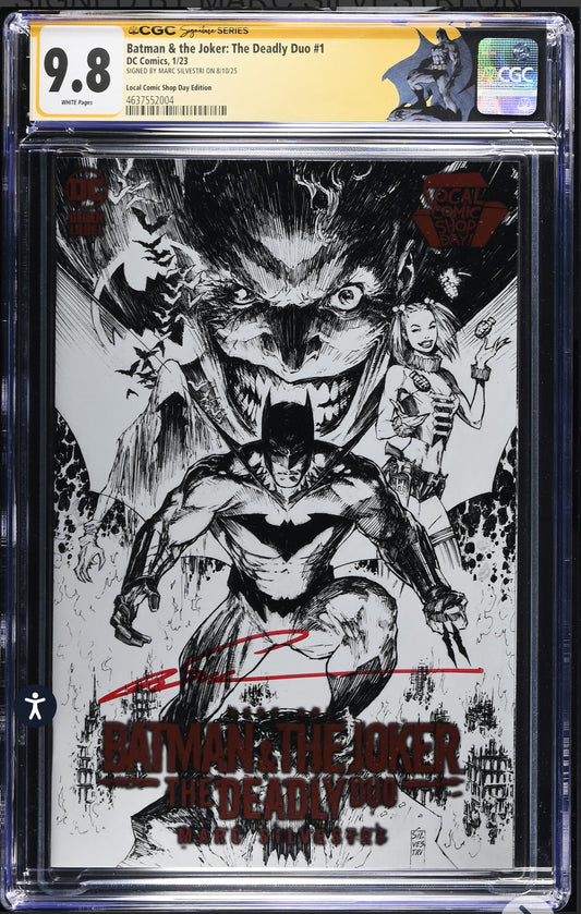Batman & The Joker: Deadly Duo #1 CGC SS 9.8 (DC,  2023) Local Comic Shop Day Foil Variant signed by Marc Silvestri w/ Custom Label