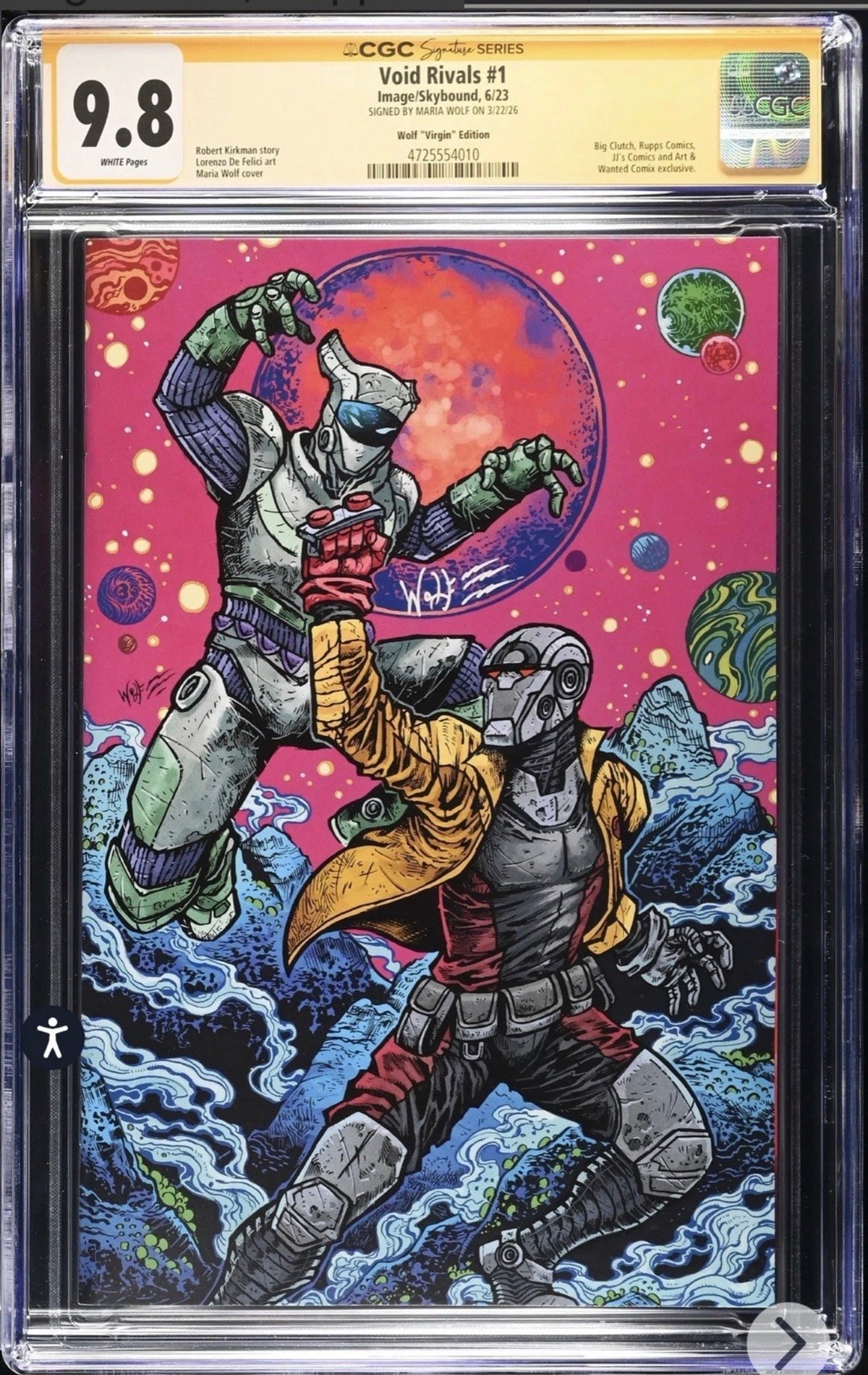 VOID RIVALS #1 CGC SS 9.8 Signed By Maria Wolf ( Skybound/Image, 2023) Virgin Variant