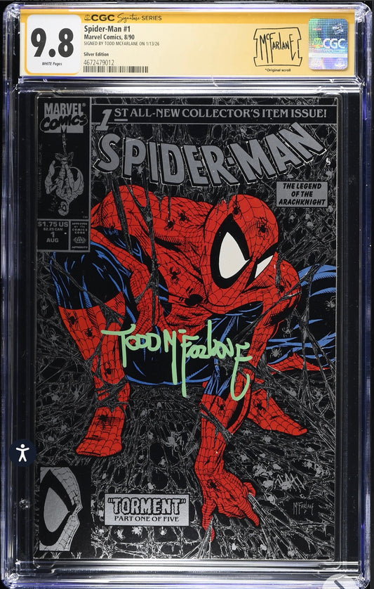 Spider-Man #1 CGC SS 9.8 (Marvel, 1990) Signed by Todd McFarlane (Silver Edition with Custom Label)
