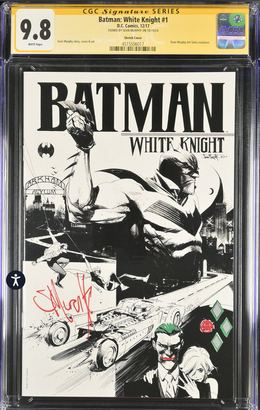 Batman: White Knight #1 CGC SS 9.8 (DC, 2017) Rare Sketch Cover Signed/Sketched by Sean Gordon Murphy