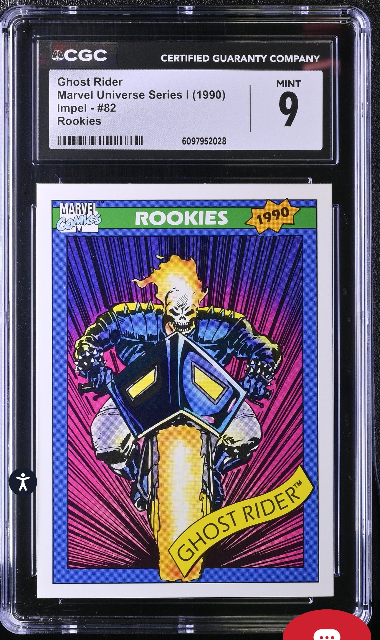 Ghost Rider CGC 9 (Mint) Marvel Universe Series I 1990 Impel #82 Rookies CGC Cards