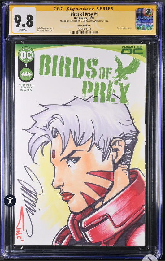 Birds Of Prey #1 CGC SS 9.8 Signed & Sketched By Jim Lee & Alex Sinclair W/Color (DC, 2023)