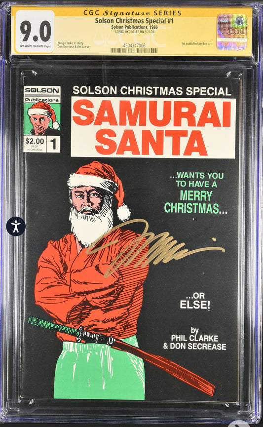 Solson Christmas Special #1 CGC SS 9.0 (Samurai Santa, 1st Published Jim Lee Art) SIGNED BY JIM LEE