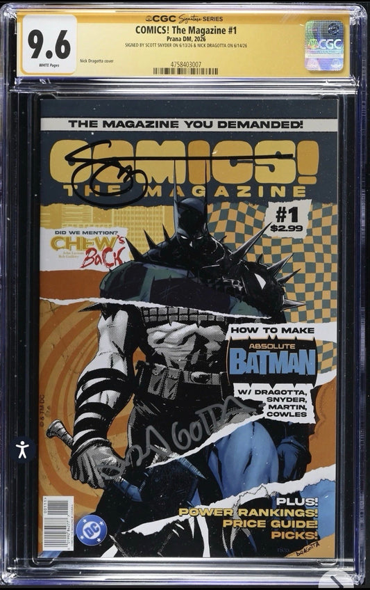Comics! The Magazine #1 CGC SS 9.6 Signed By Scott Snyder & Nick Dragotta (2026)