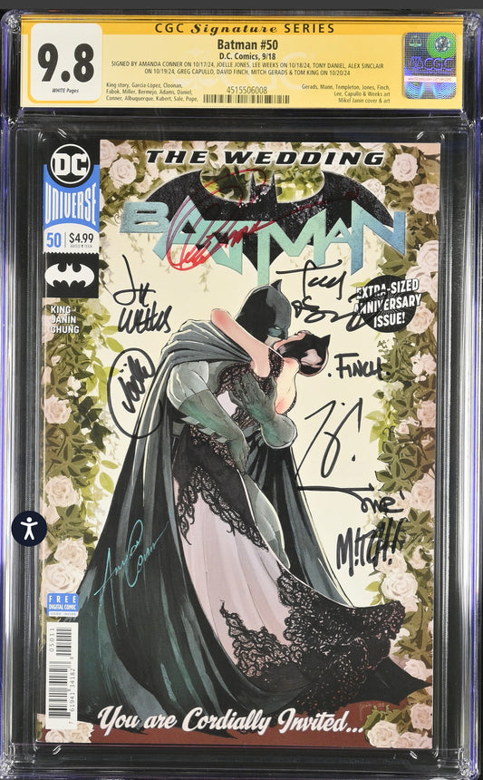 Batman #50 CGC SS 9.8 (DC, 2018) 9x Signed (Greg Capullo, David Finch, Mitch Gerads, Tom King, Joelle Jones, Lee Weeks, Tony Daniel, Amanda Connor,Alex Sinclair)