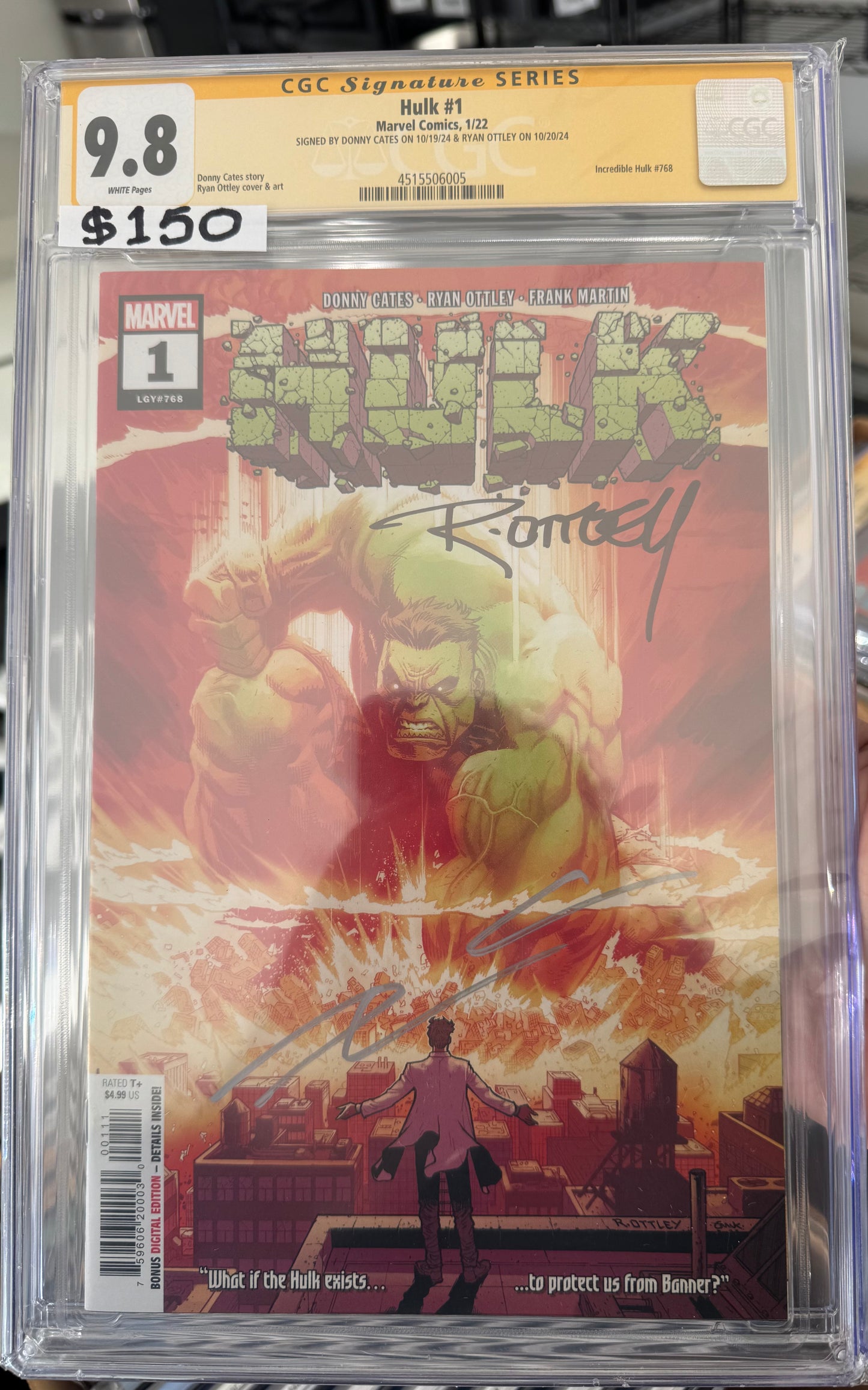 Hulk #1 (2022 Series) CGC SS 9.8 (Signed by Ryan Ottley & Donny Cates)