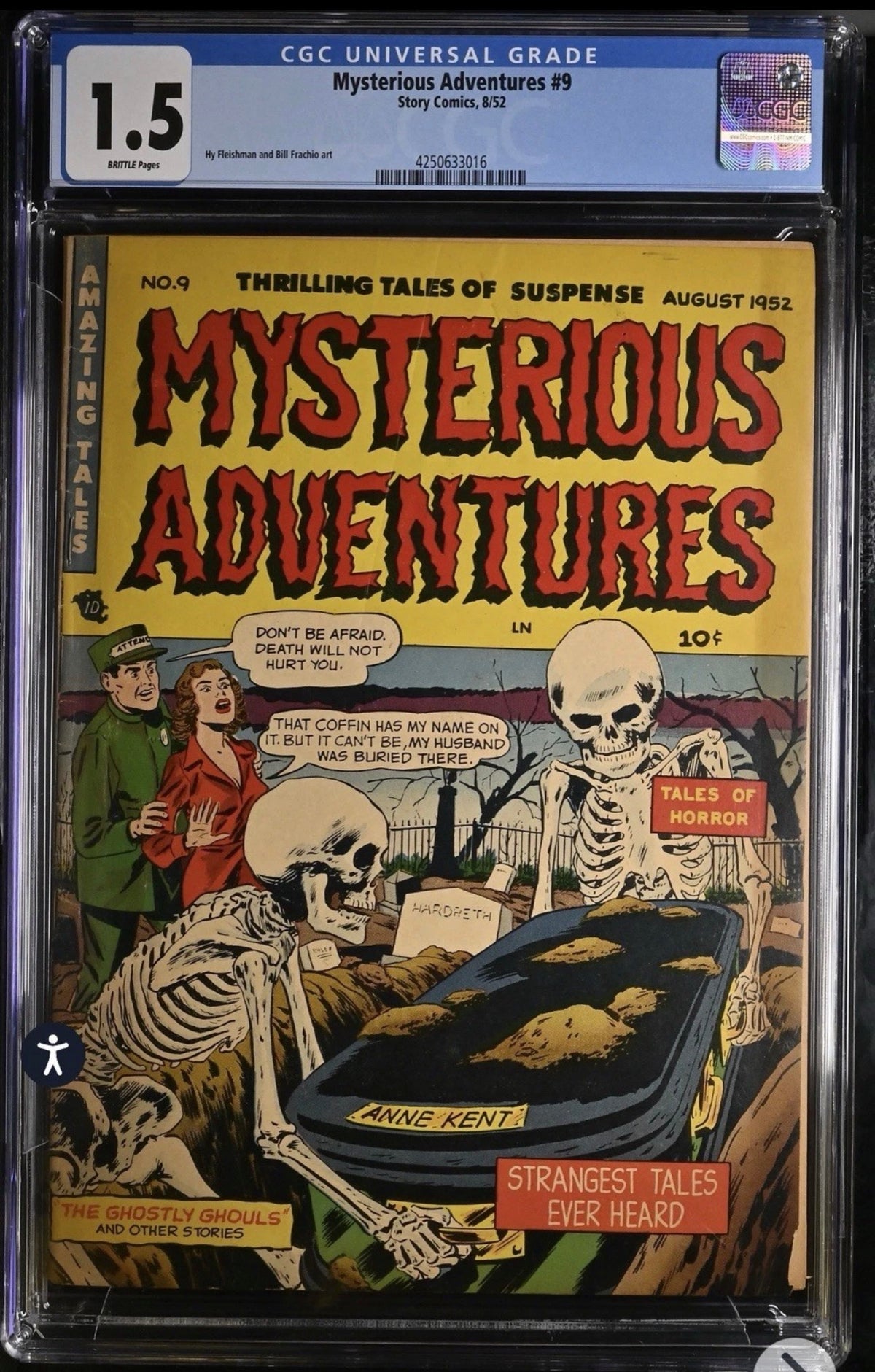 Mysterious Adventures #9 CGC 1.5 (Story Comics, 1952) Pre Code Golden Age Horror