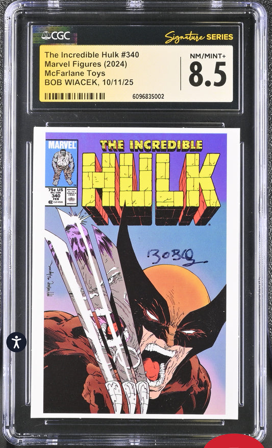 The Incredible Hulk #340 Marvel Figures Card McFarlane Toys CGC SS 8.5 Signed By Bob Wiacek
