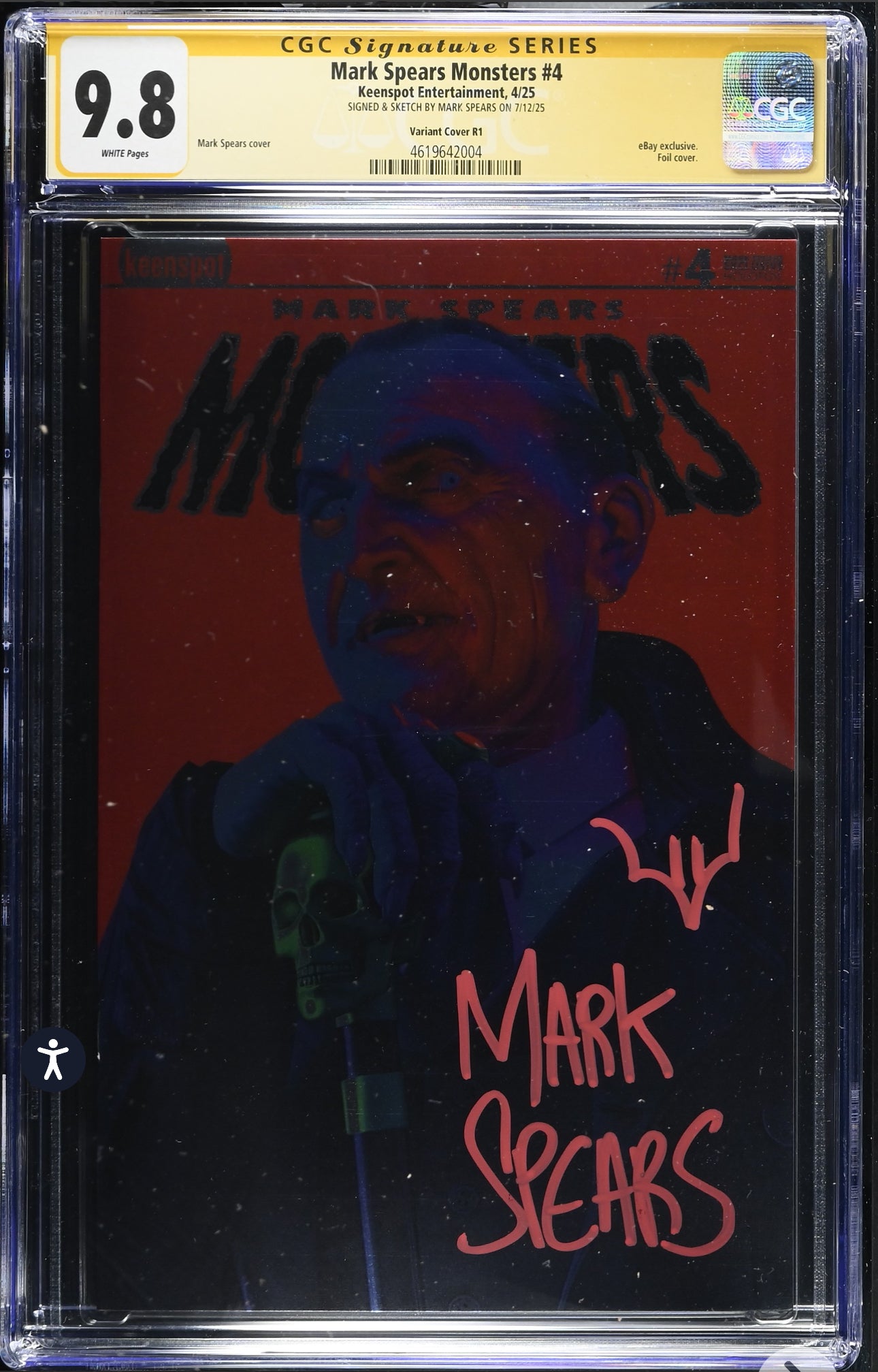 Mark Spears Monsters #4 CGC SS 9.8 (Keenspot, 2025) Signed & Sketch by Mark Spears (Rare Foil Cover, Limited to 100 Copies)