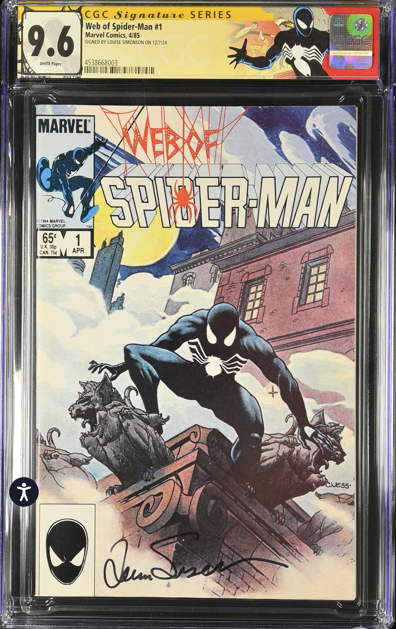 Web of Spider-Man #1 CGC SS 9.6 (Marvel, 1985) With Custom Label Signed By Louise Simonson