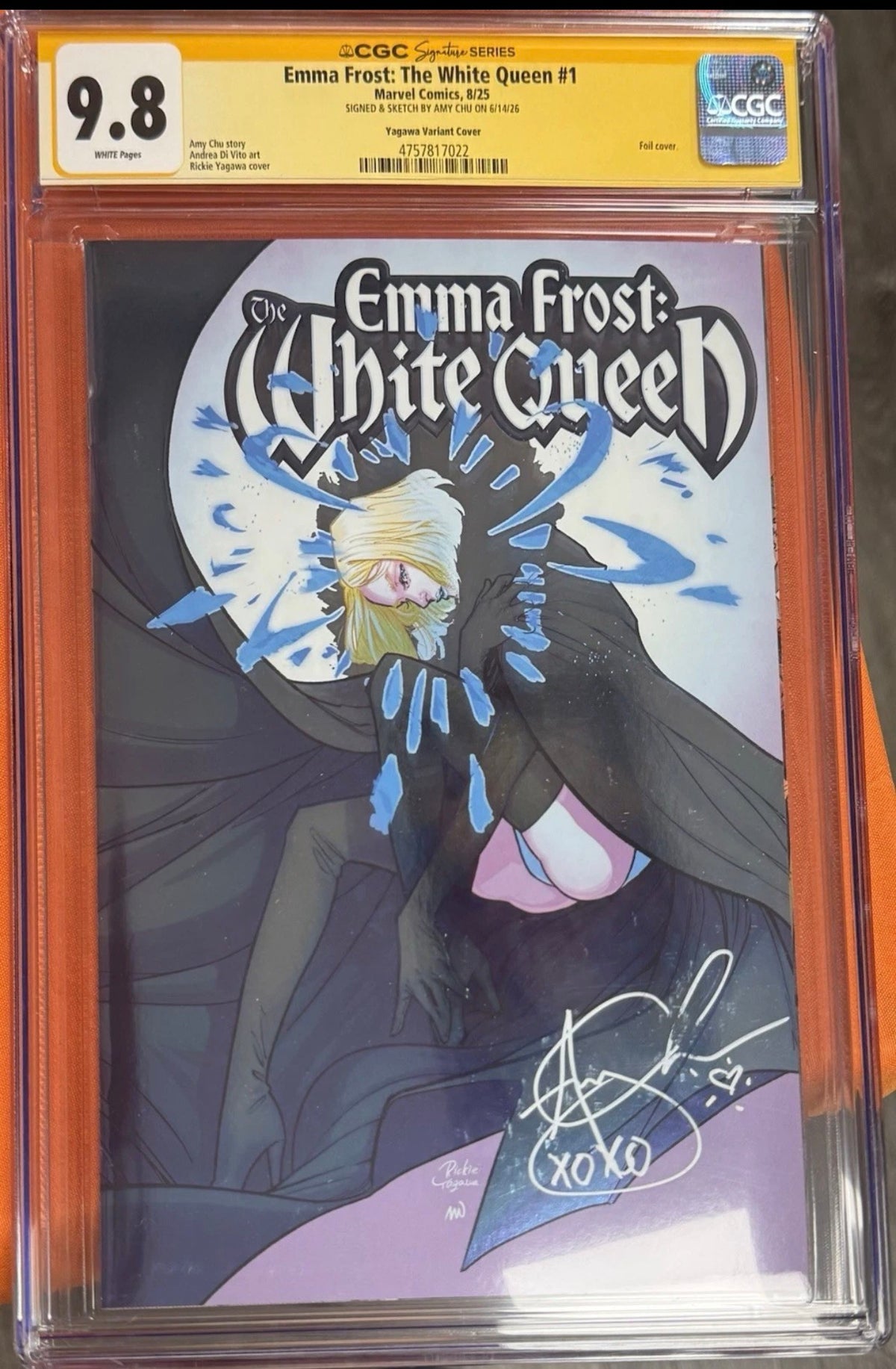 Emma Frost: White Queen #1 CGC SS 9.8 Signed by Amy Chu (Yagawa Foil) Marvel, 2025)