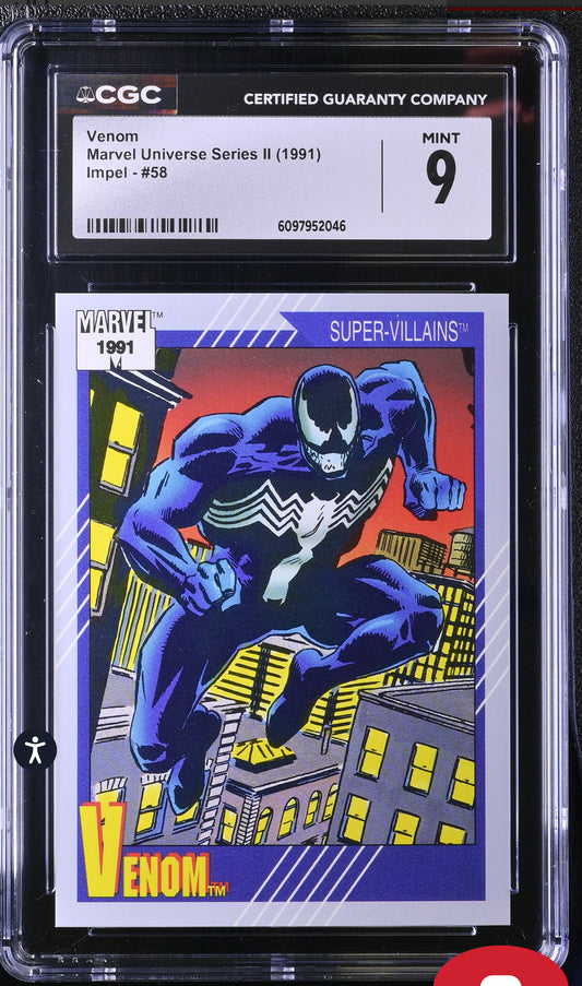 Venom CGC 9 (Mint) Marvel Universe Series II 1990 Impel #58 CGC CARDS