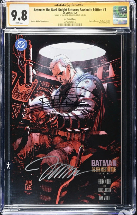 Batman: Dark Knight Returns: Facsimile Edition #1 CGC SS 9.8 (Jim Lee Variant) Signed Frank Miller & Jim Lee