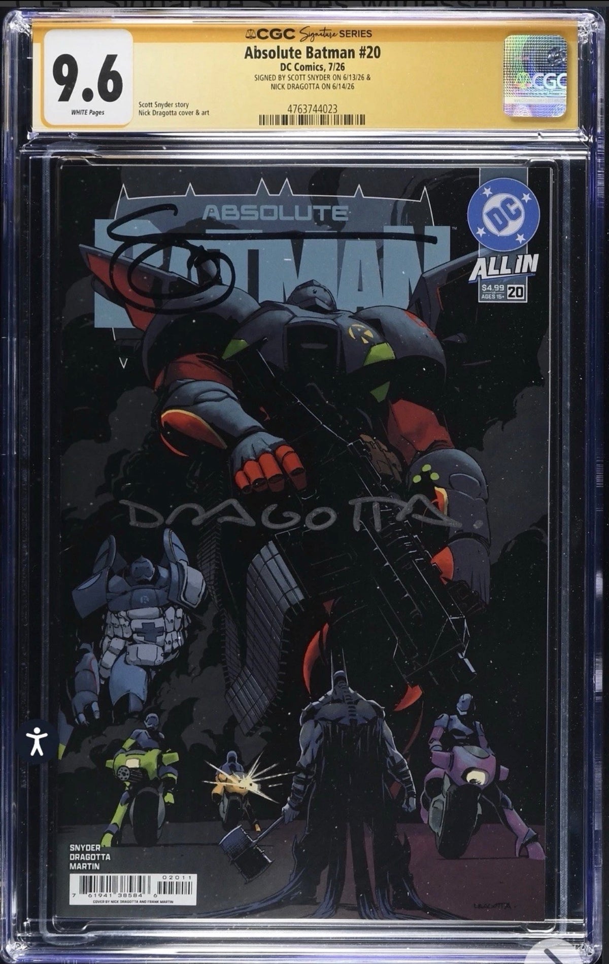 Absolute Batman #20 CGC SS 9.6 Signed By Snyder & Dragotta (1st Print, 2026)
