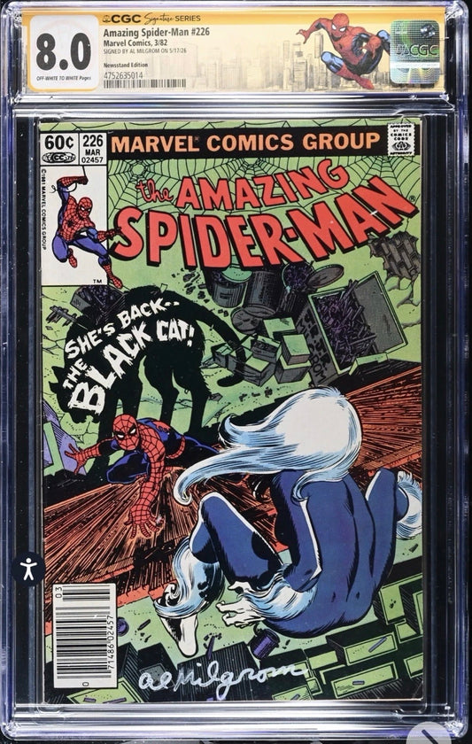 Amazing Spider-Man #226 CGC SS 8.0 Signed By Al Milgrom With Custom Label (Marvel, 1982)