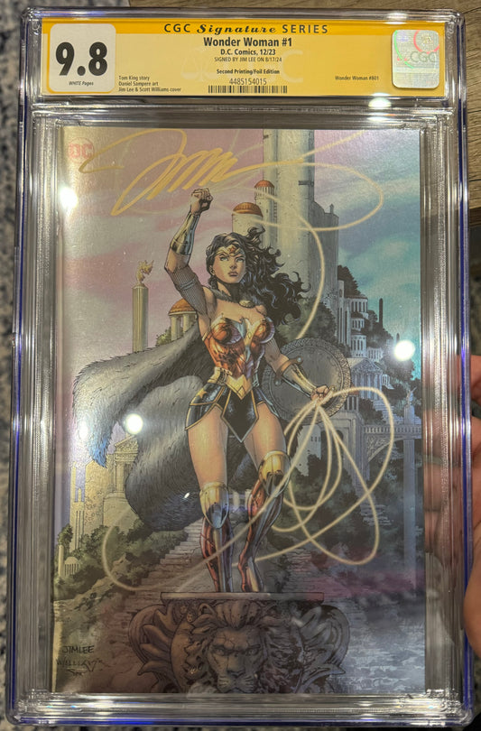 Wonder Woman #1 CGC SS 9.8 (DC, 2023) Second Print/Foil Edition Signed By Jim Lee