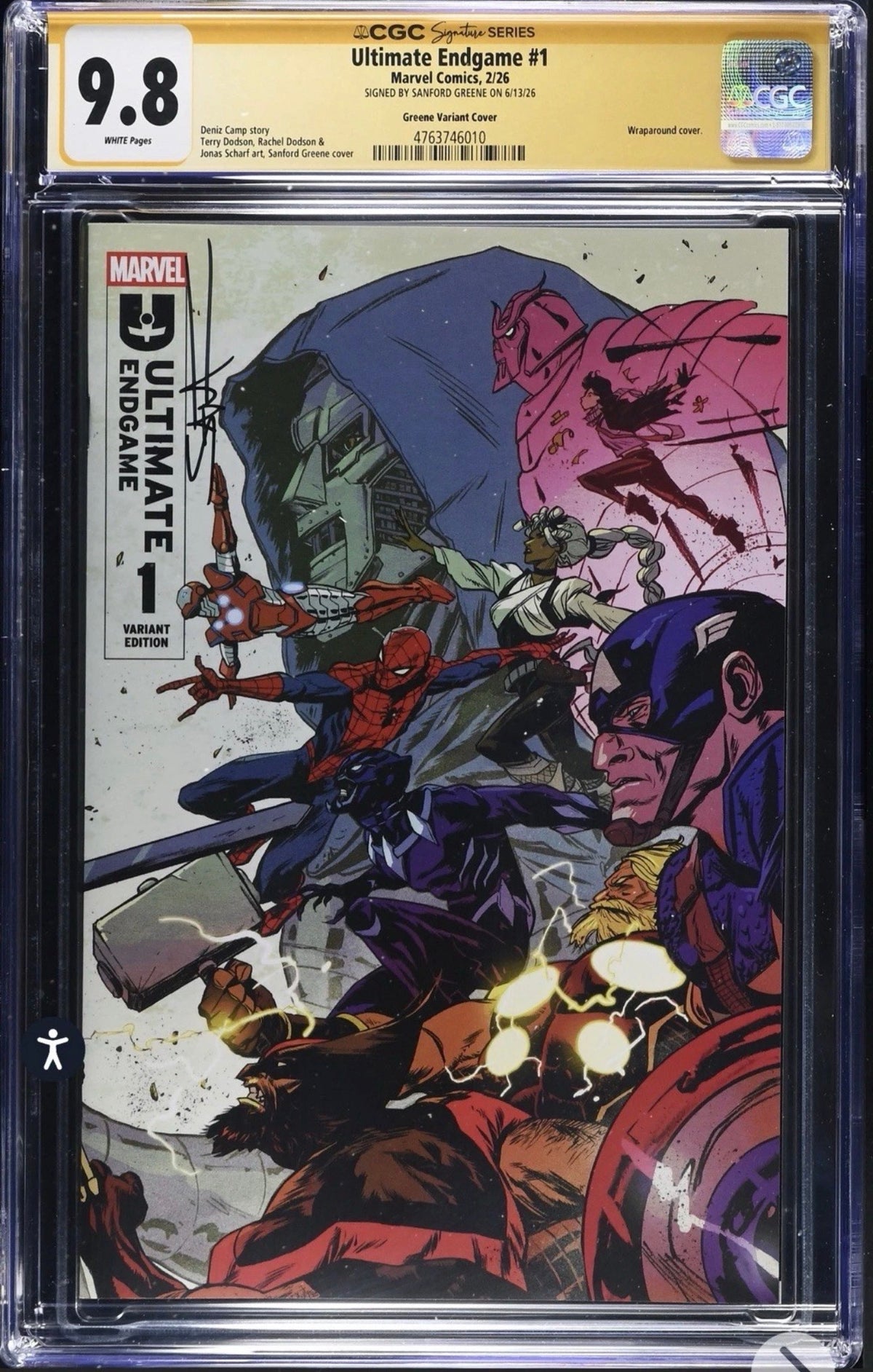 Ultimate Endgame #1 CGC SS 9.8 Signed By Sanford Greene (Marvel, 2026)