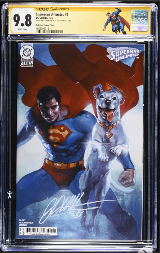 Superman Unlimited #1 CGC SS 9.8 (DC, 2025) Signed By Gabriele Dell’Otto w/ Custom Label