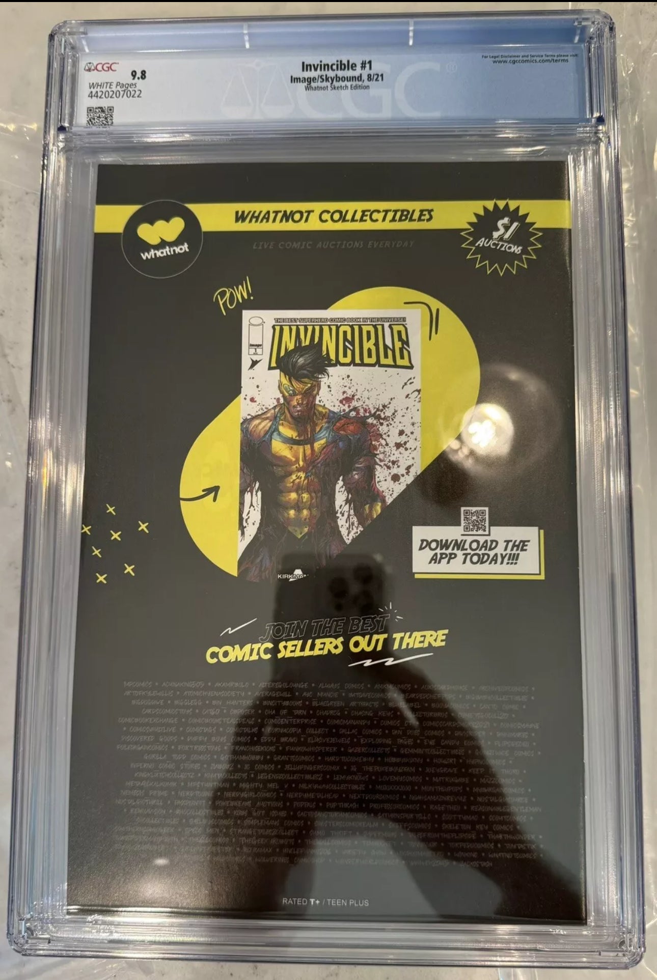 Invincible #1 CGC 9.8 (Whatnot Tyler Kirkham Sketch Variant) With Custom Logo