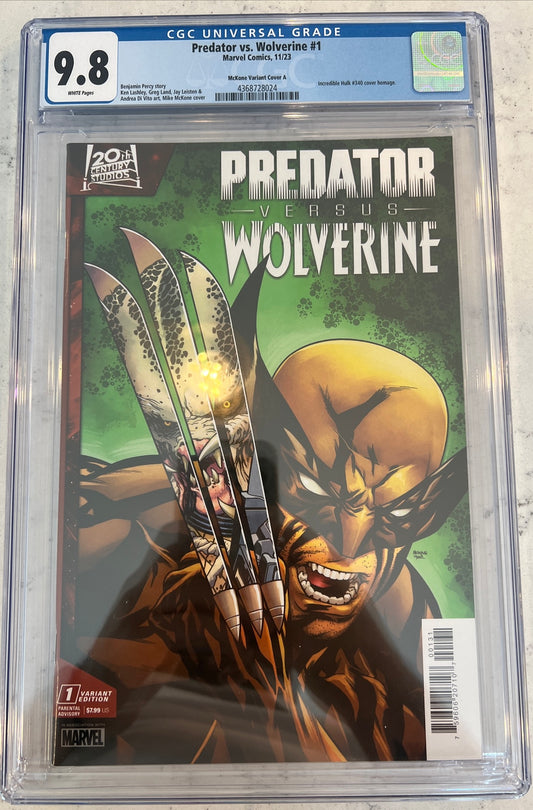 Predator vs Wolverine CGC 9.8 (Marvel, 2023) Homage to Incredible Hulk 340.
