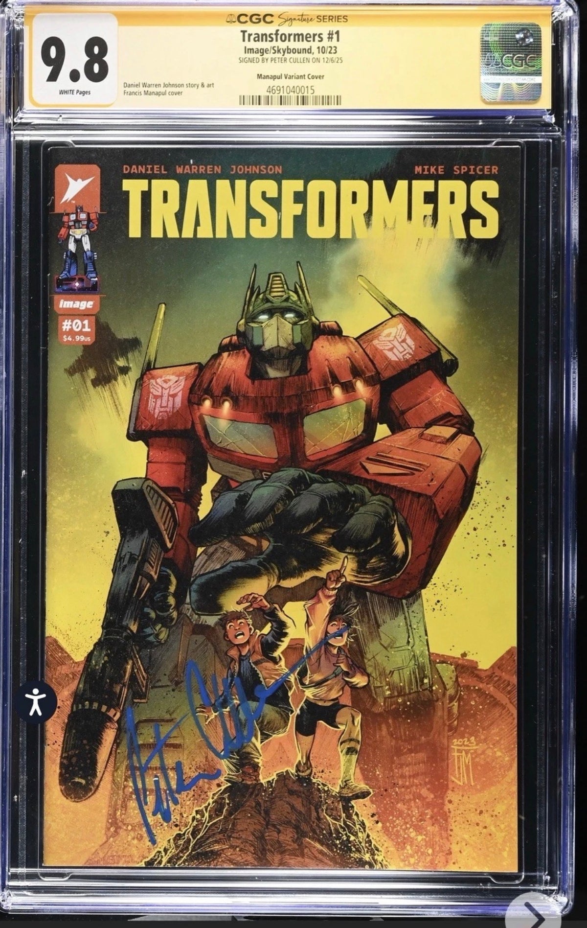 Transformers #1 CGC SS 9.8 Signed By Peter Cullen (Image/Skybound 1:50 Variant) 2023