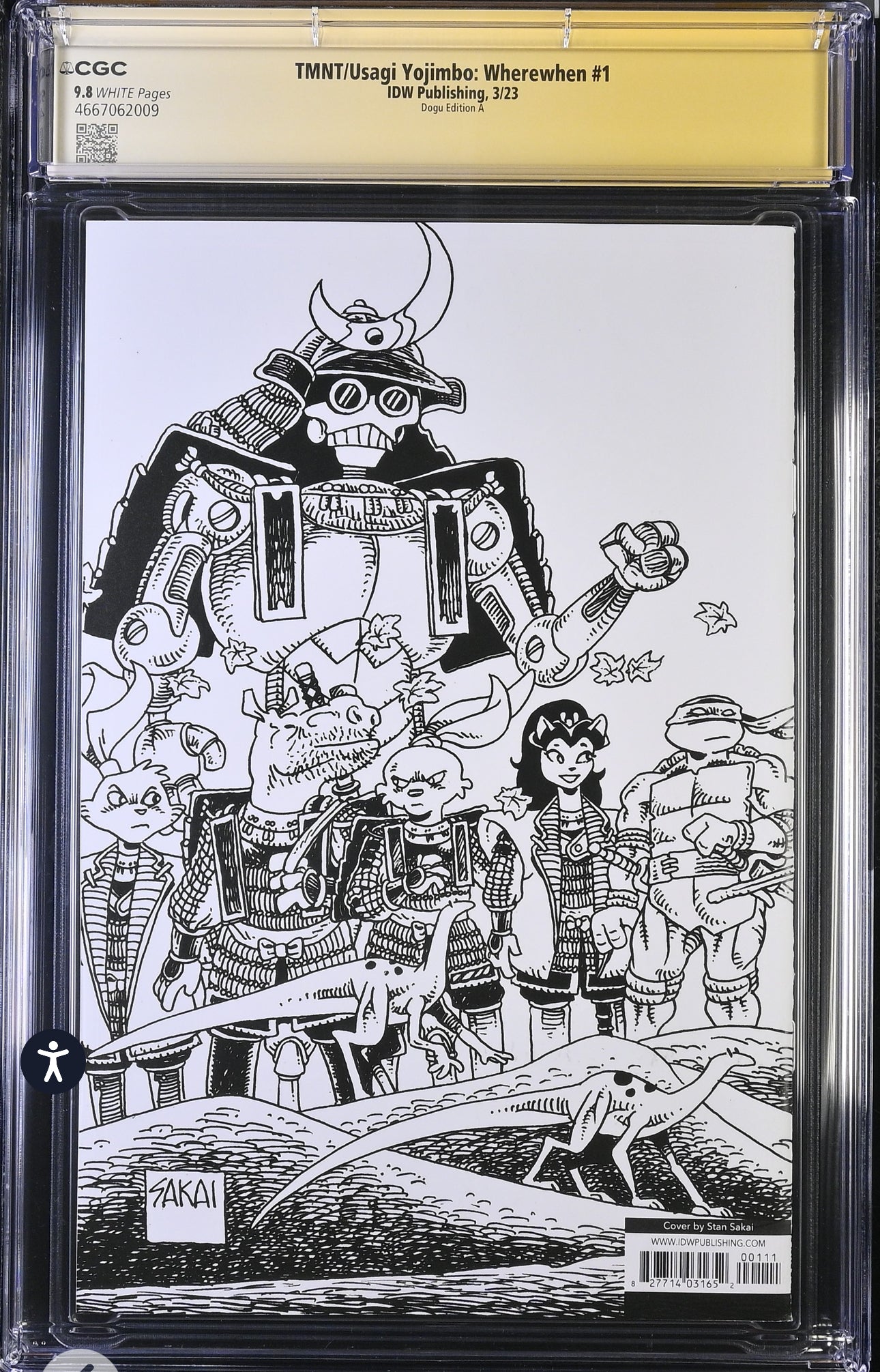 TMNT/USAGI YOJIMBO: Wherewhen #1 CGC SS 9.8 Signed By Stan Sakai (IDW, 2023)