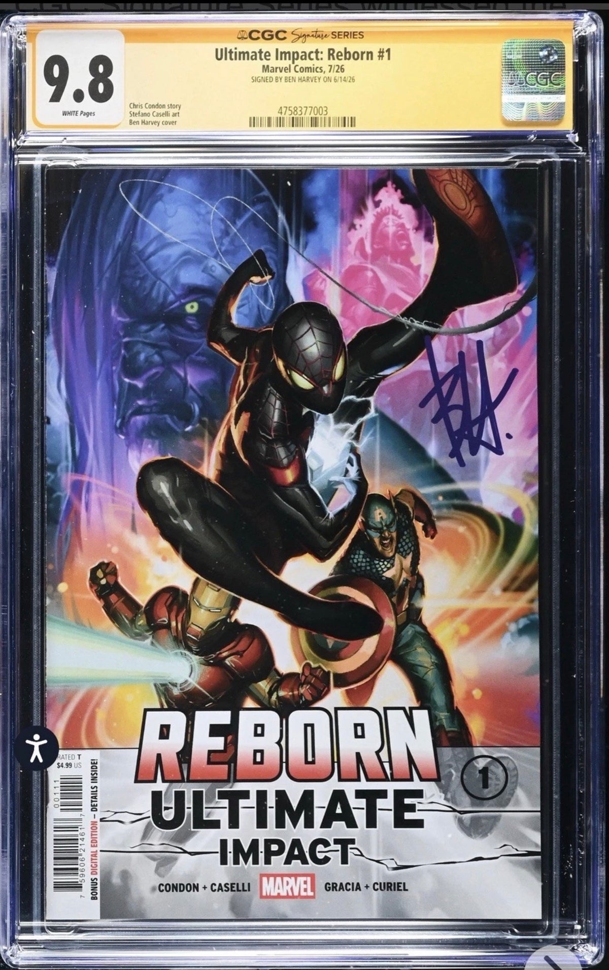 ULTIMATE IMPACT REBORN #1 CGC SS 9.8 Signed By Ben Harvey (Marvel, 2026)