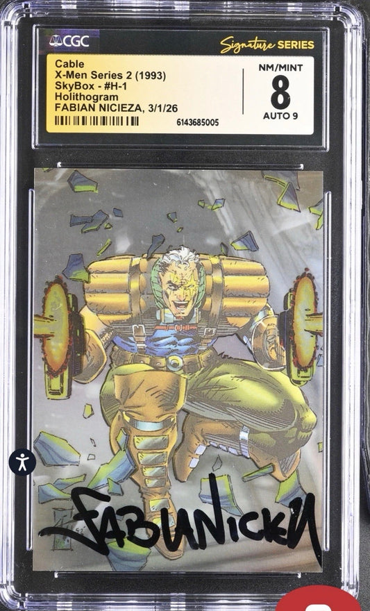 X-Men Series 2 Holithogram #H-1 Cable Card CGC SS 8 Signed By Fabian Nicieza (Marvel, 1993)