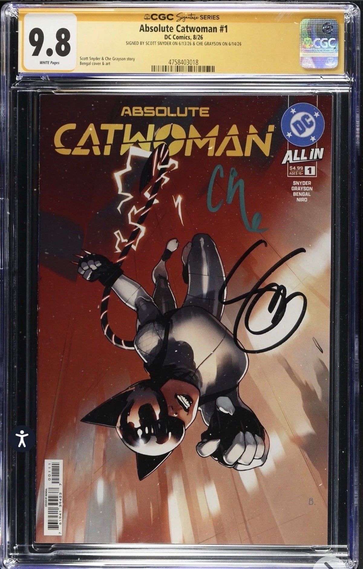 Absolute Catwoman #1 CGC SS 9.8 Signed By Che Grayson & Scott Snyder (Cover A) DC, 2026