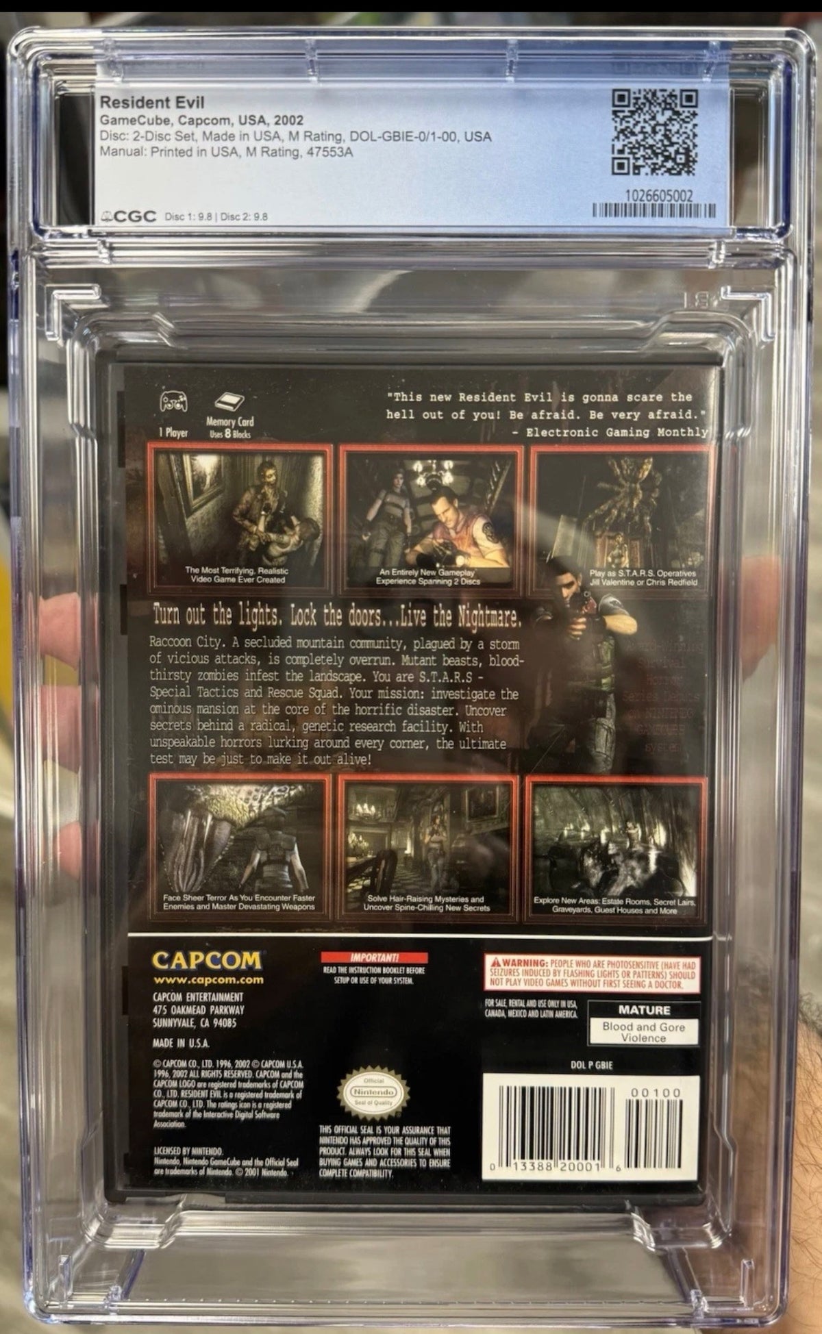 Resident Evil CGC 9.2 (GameCube, 2002) Box 8.5, Disc 9.8, Manual 9.6
