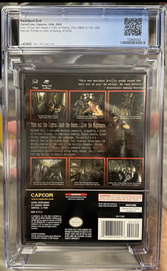 Resident Evil CGC 9.2 (GameCube, 2002) Box 8.5, Disc 9.8, Manual 9.6