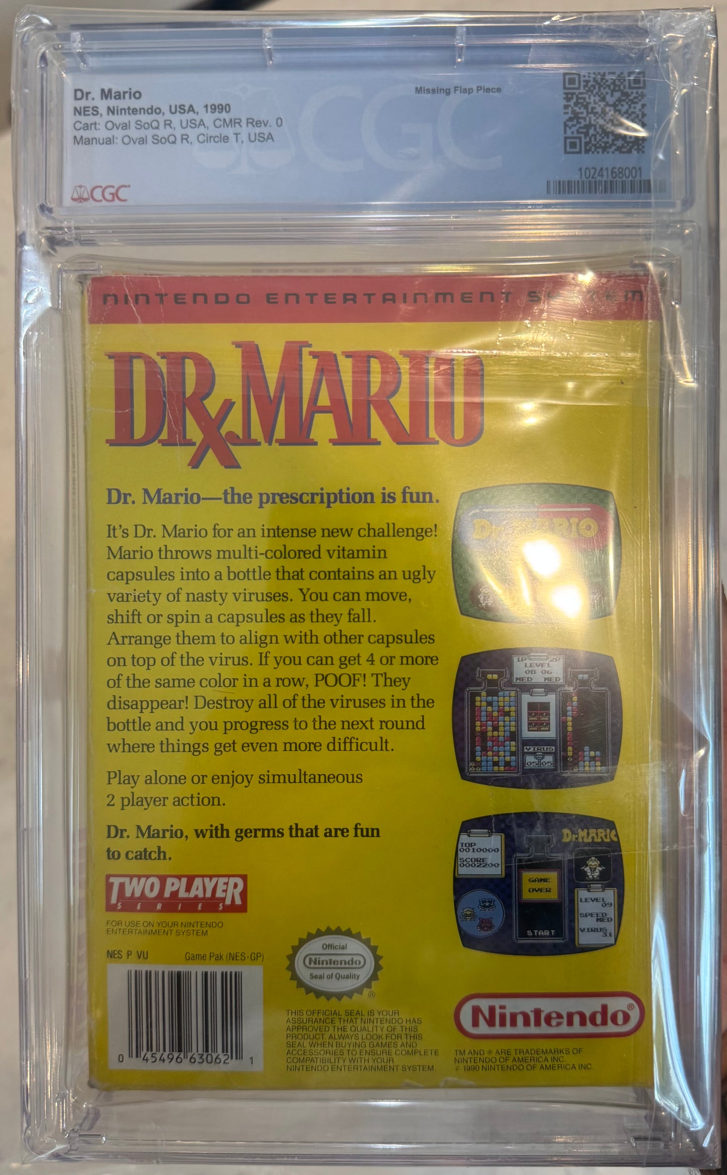 Dr. Mario CGC 7.5 (NES, 1990) Box Grade 5.5, Cartridge Grade 9.4, Manual Grade 9.0