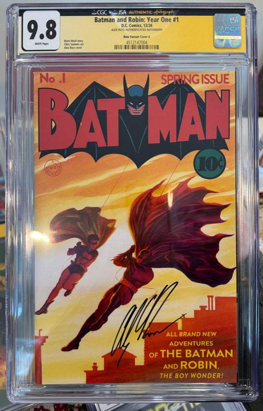 BATMAN & ROBIN: YEAR ONE #1 CGC X JSA 9.8 (DC, 2024,NYCC VARIANT) Signed By Alex Ross