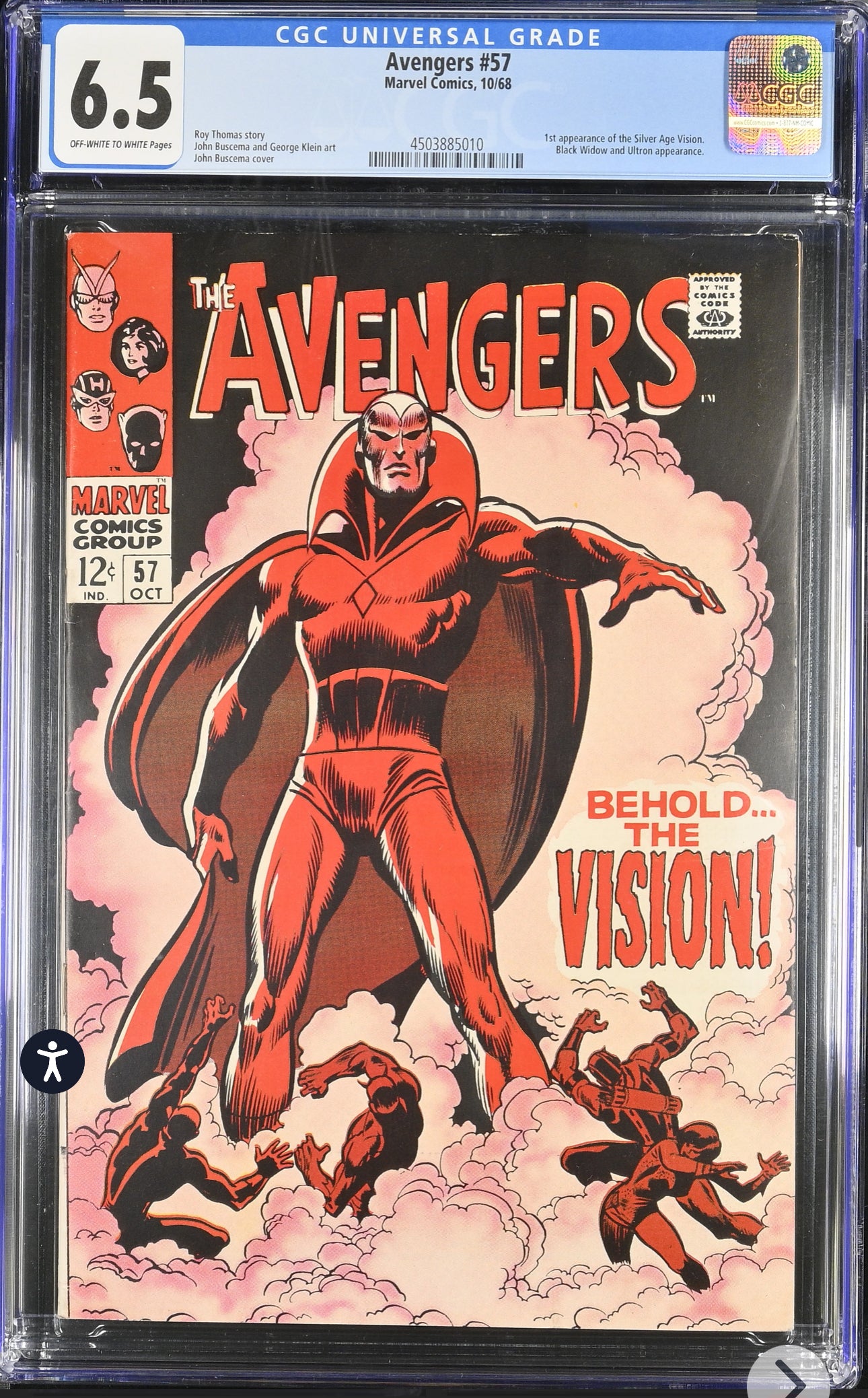 Avengers #57 CGC 6.5 (Marvel, 1968) 1st Appearance of Silver Age Vision