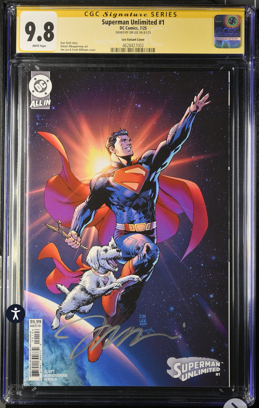 Superman Unlimited #1 CGC SS 9.8 (DC) Variant Signed By Jim Lee (Krypto)