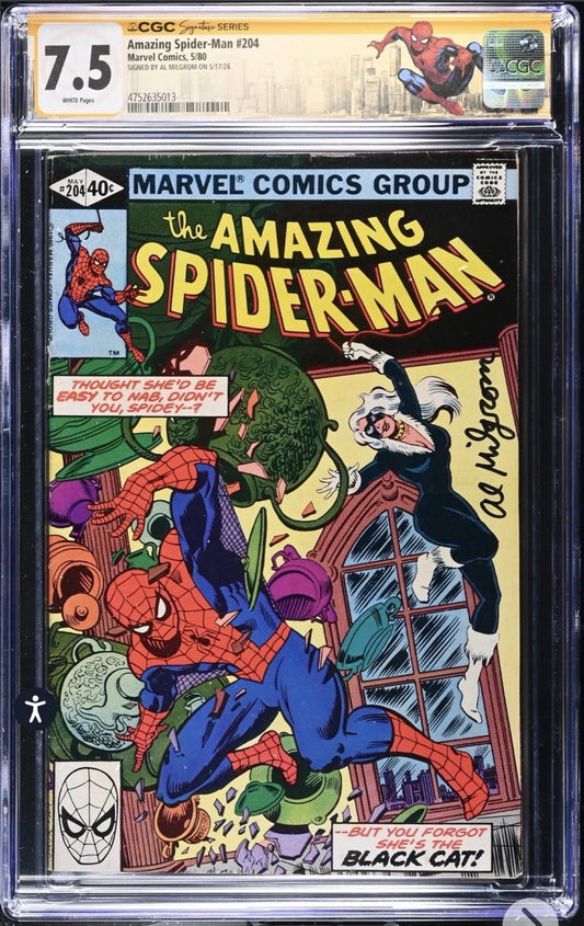 Amazing Spider-Man #204 CGC SS 7.5 Signed By Al Milgrom With Custom Label (Marvel, 1980)